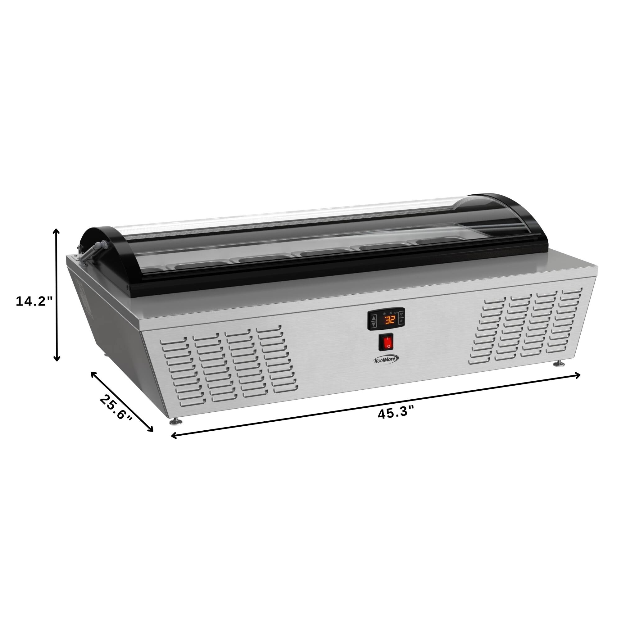 Koolmore 45 in. 6 Pan Countertop Ice Cream Display Freezer with