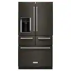 Front. KitchenAid - KitchenAid - 25.8 Cu. Ft - Black Stainless Steel with PrintShieldâ„¢ Finish.