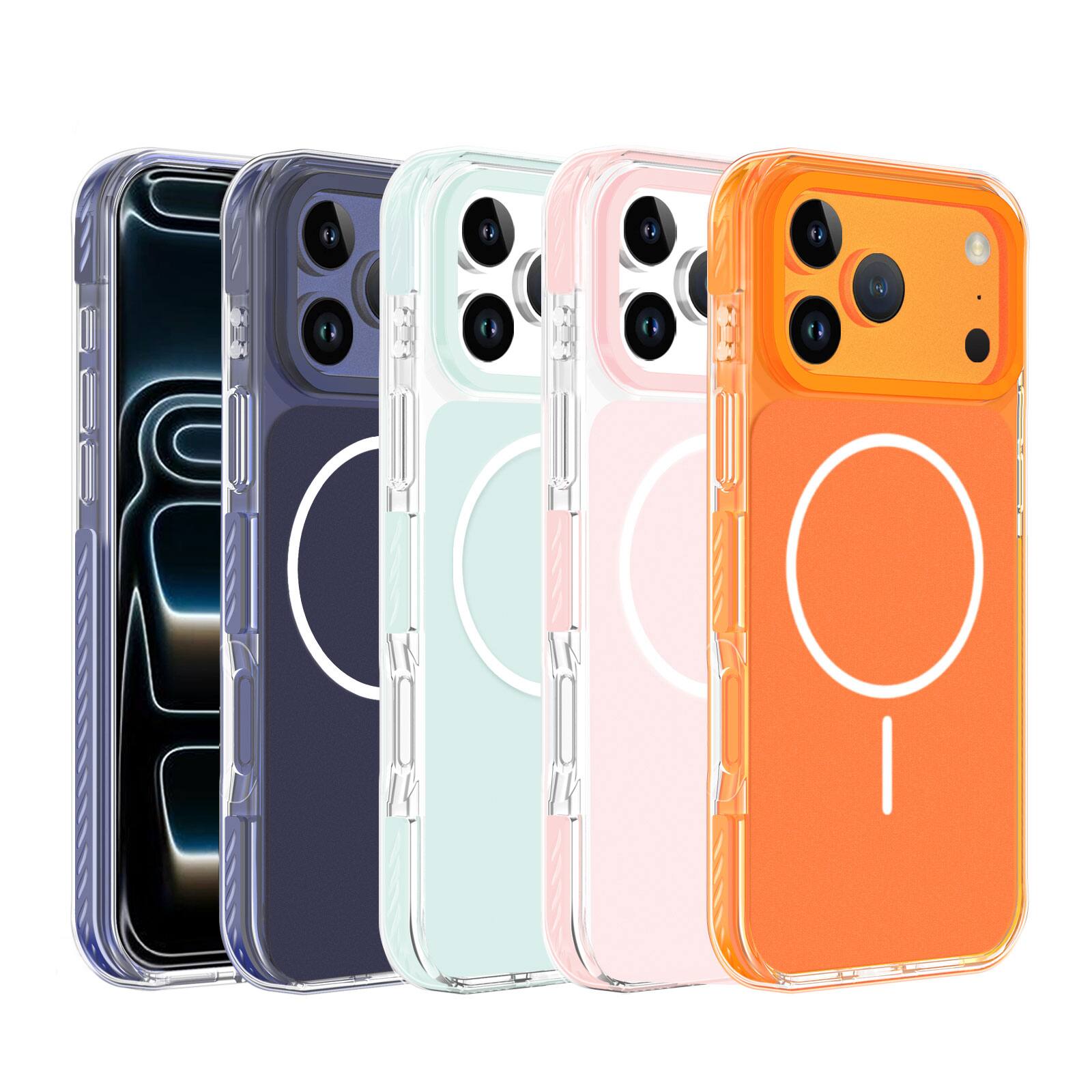 Alt View 2. Dteck - for Apple iPhone 17 Pro Magnetic Shockproof Case,Rugged Non-Slip Phone Cover,Hybrid PC TPU Heavy Duty Slim Cover - Orange.