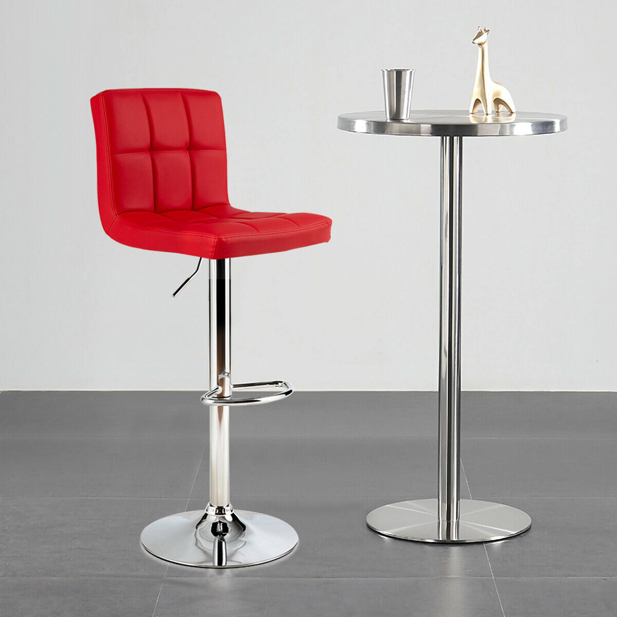 Alt View 3. Costway - Costway Set of 4 PU Leather Bar Stool Swivel Bar Chair w/ Adjustable Height - Red.