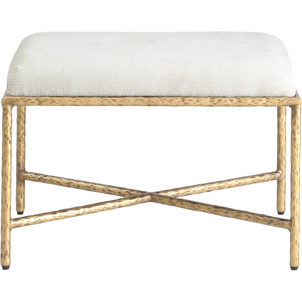 Alt View 2. Meridian Furniture - Valley Cream Chenille Fabric Bench - Beige.