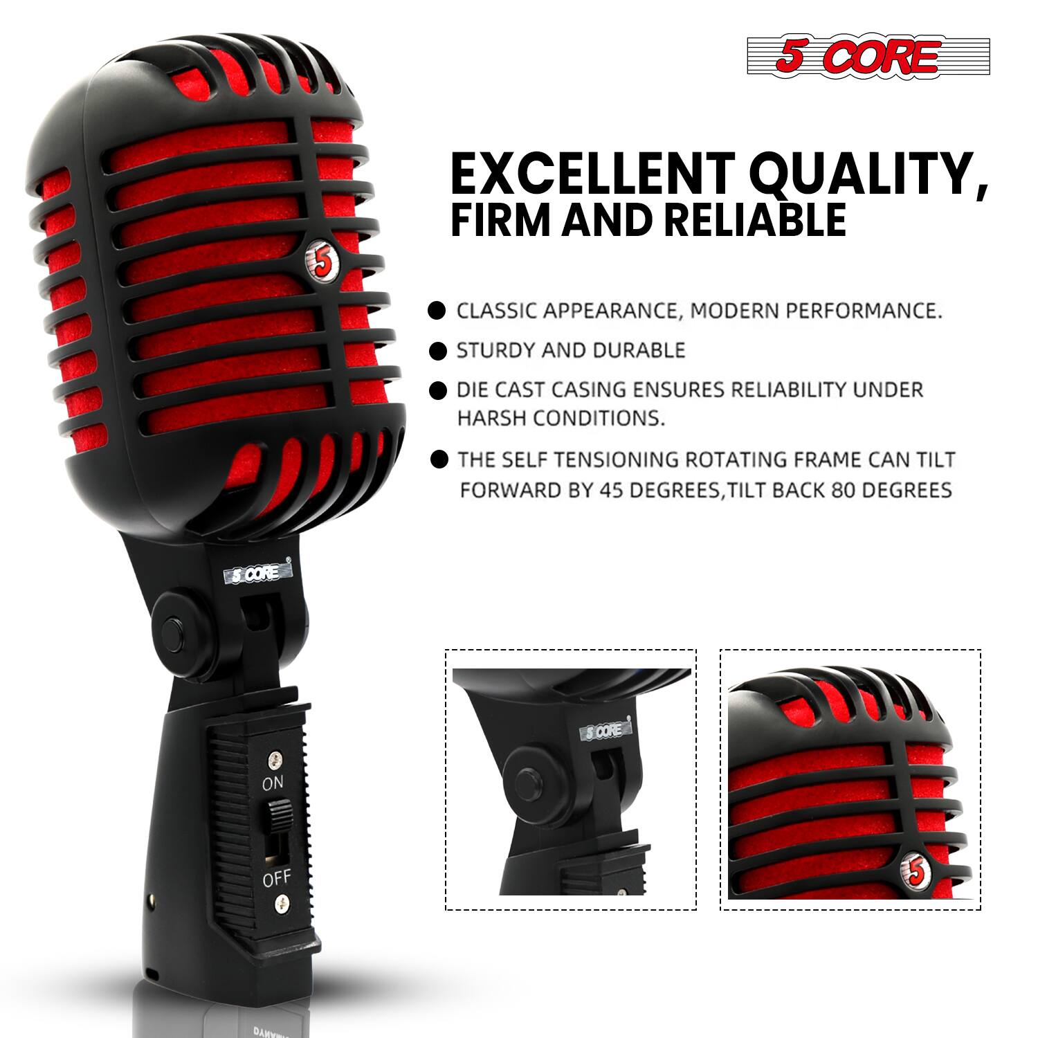 5 CORE

EXCELLENT QUALITY, FIRM AND RELIABLE

- CLASSIC APPEARANCE, MODERN PERFORMANCE.
- STURDY AND DURABLE
- DIE CAST CASING ENSURES RELIABILITY UNDER HARSH CONDITIONS.
- THE SELF TENSIONING ROTATING FRAME CAN TILT FORWARD BY 45 DEGREES, TILT BACK 80 DEGREES