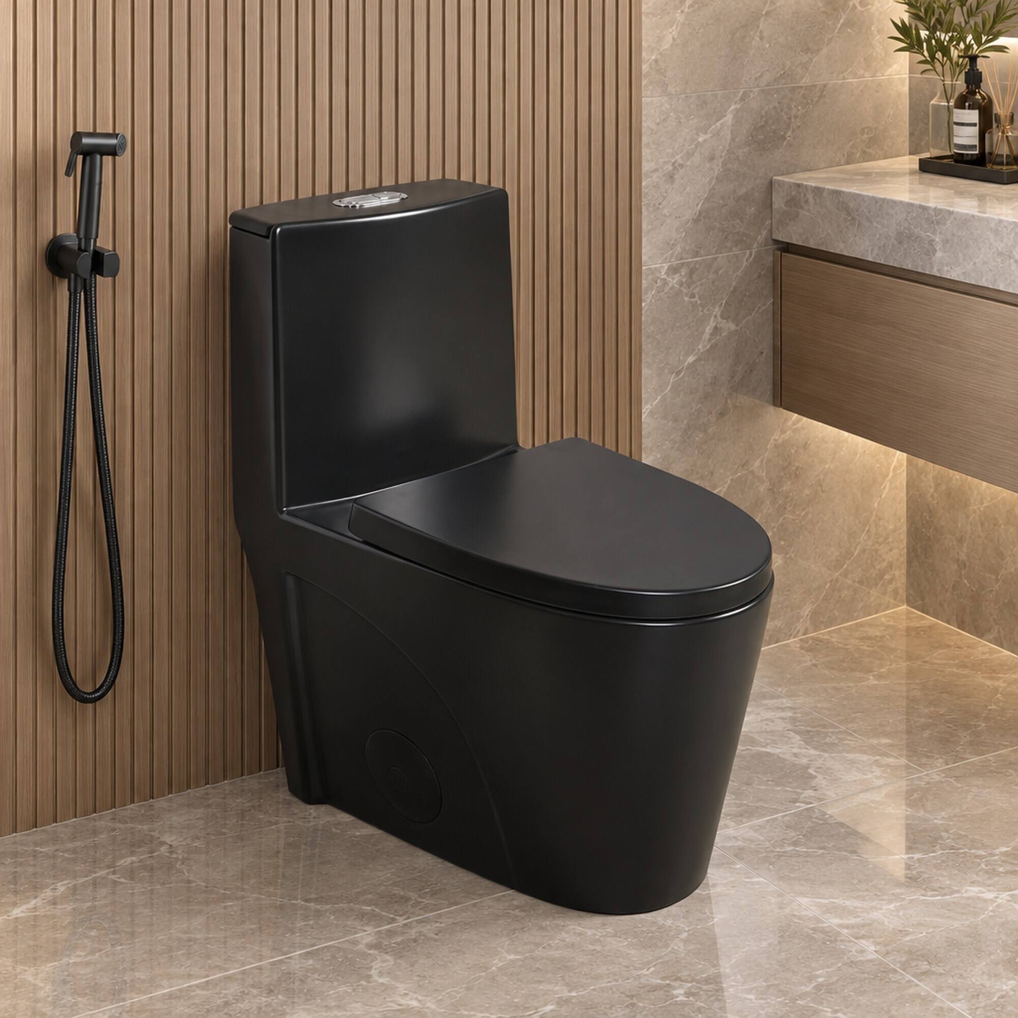 RYHNUYNE One Piece Toilet, Dual Flush Elongated Comfort Height Floor ...
