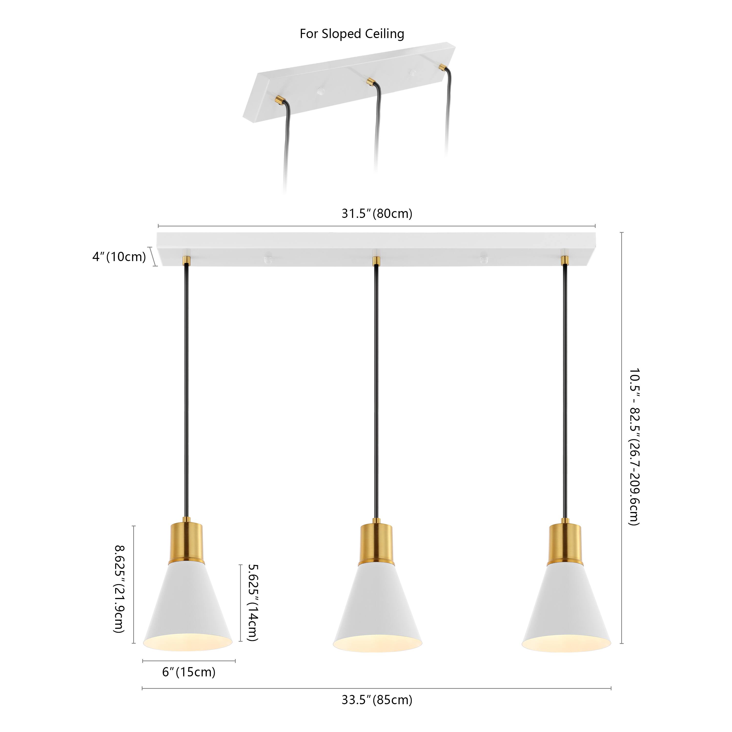 For Sloped Ceiling

- 31.5" (80cm)
- 4" (10cm)
- 8.625" (21.9cm)
- 6" (15cm)
- 5.625" (14cm)
- 10.5" (26.7cm) - 82.5" (209.6cm)
- 33.5" (85cm)