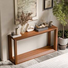 Loheer - Console Table, Rectangular Sofa Table Behind Couch with Open Shelf, 60 Inch Entryway Table - Dark Brown