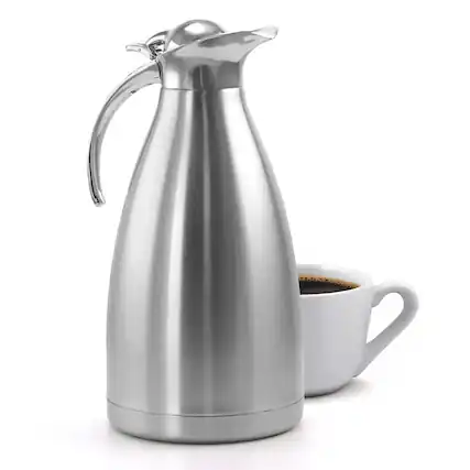 Front. MegaChef - MegaChef 2L Deluxe Stainless Steel Thermal Beverage Carafe for Coffee and Tea - Silver.