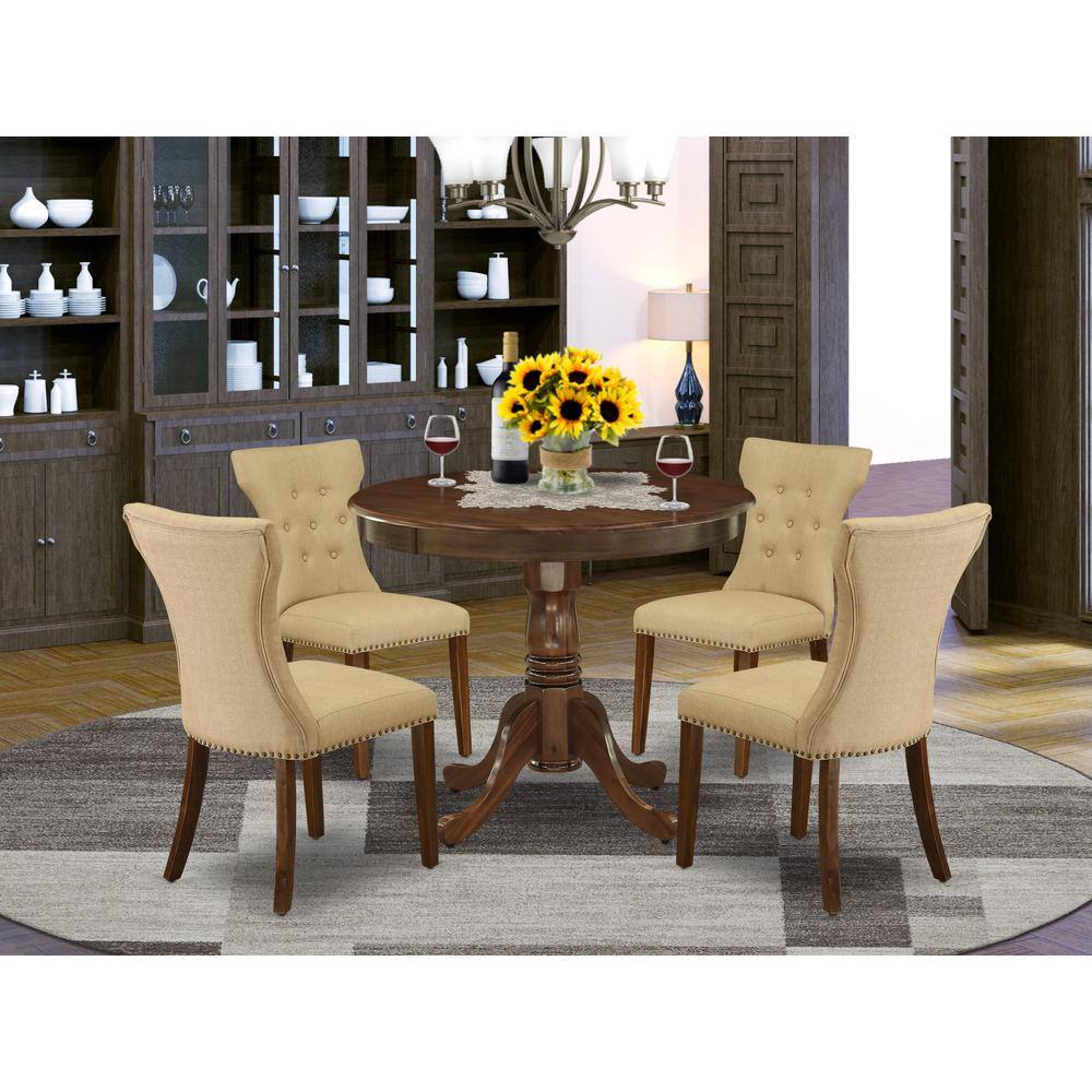 Alt View 3. East West Furniture - 5 Pc Dining Table Set Consist of a Round Table and 4 Parson Chairs - Grey.
