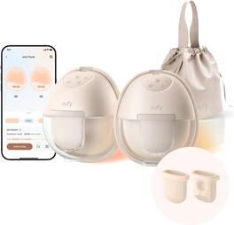 eufy - Heated Wearable Breast Pump S1 & Original Diaphragm (2-Pack), Hands-Free Breast Pump HeatFlow™ Tech App-Controlled - Brown