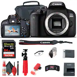 Canon - EOS Rebel 800D / T7i DSLR Camera + 64GB Memory Card + Case Base Bundle