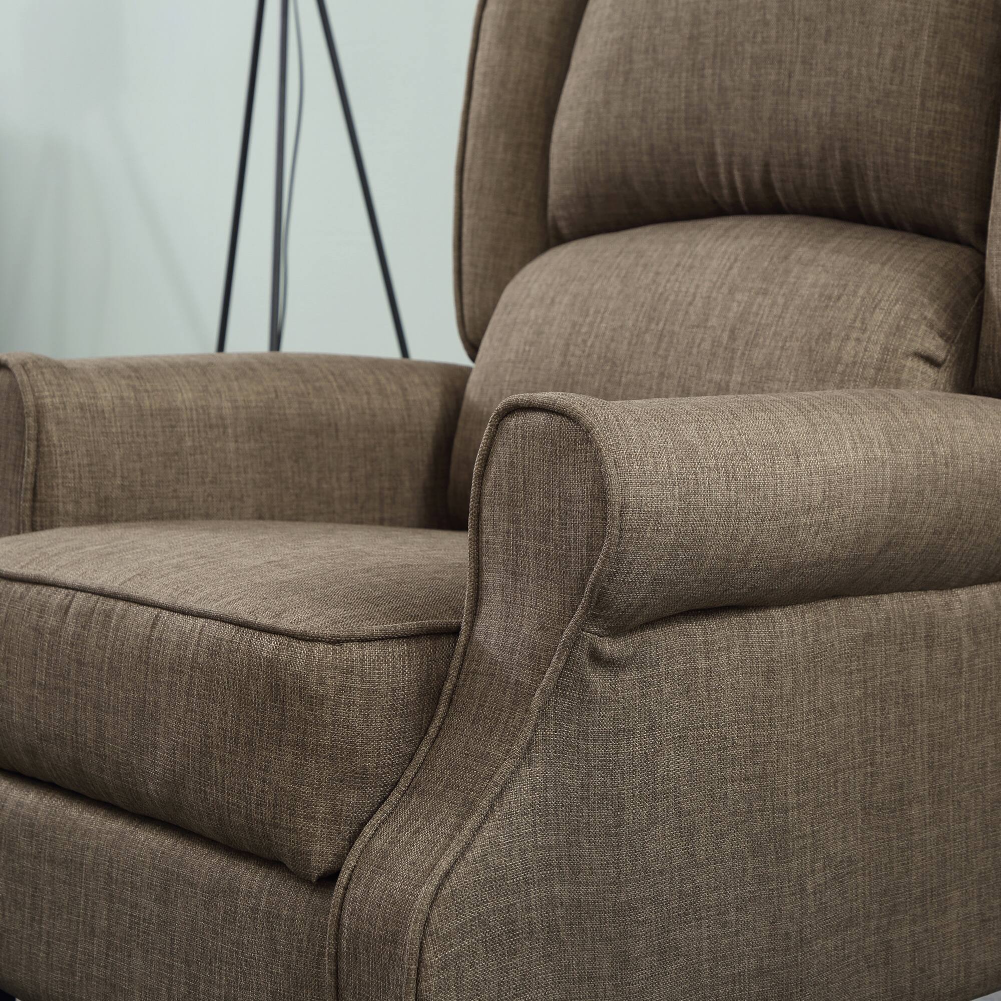 Alt View 5. Homcom - Vibration Massage Recliner Chair for Living Room with Heat, Wingback Single Sofa, Modern Linen Fabric Push Back - Brown.