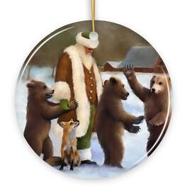 OrnamentallyYou - Santa and his Bears Folklore Christmas Ornament - Multi-colored