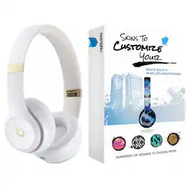 Beats - Solo 4 Bluetooth Wireless On-Ear Headphones with MightySkins Protective Skins Bundle - Warm White - White & Gold
