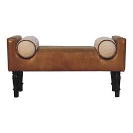 Artisan Furniture - Solid Wood Chester Buffalo Bench, Upholstered - Brown & Cream