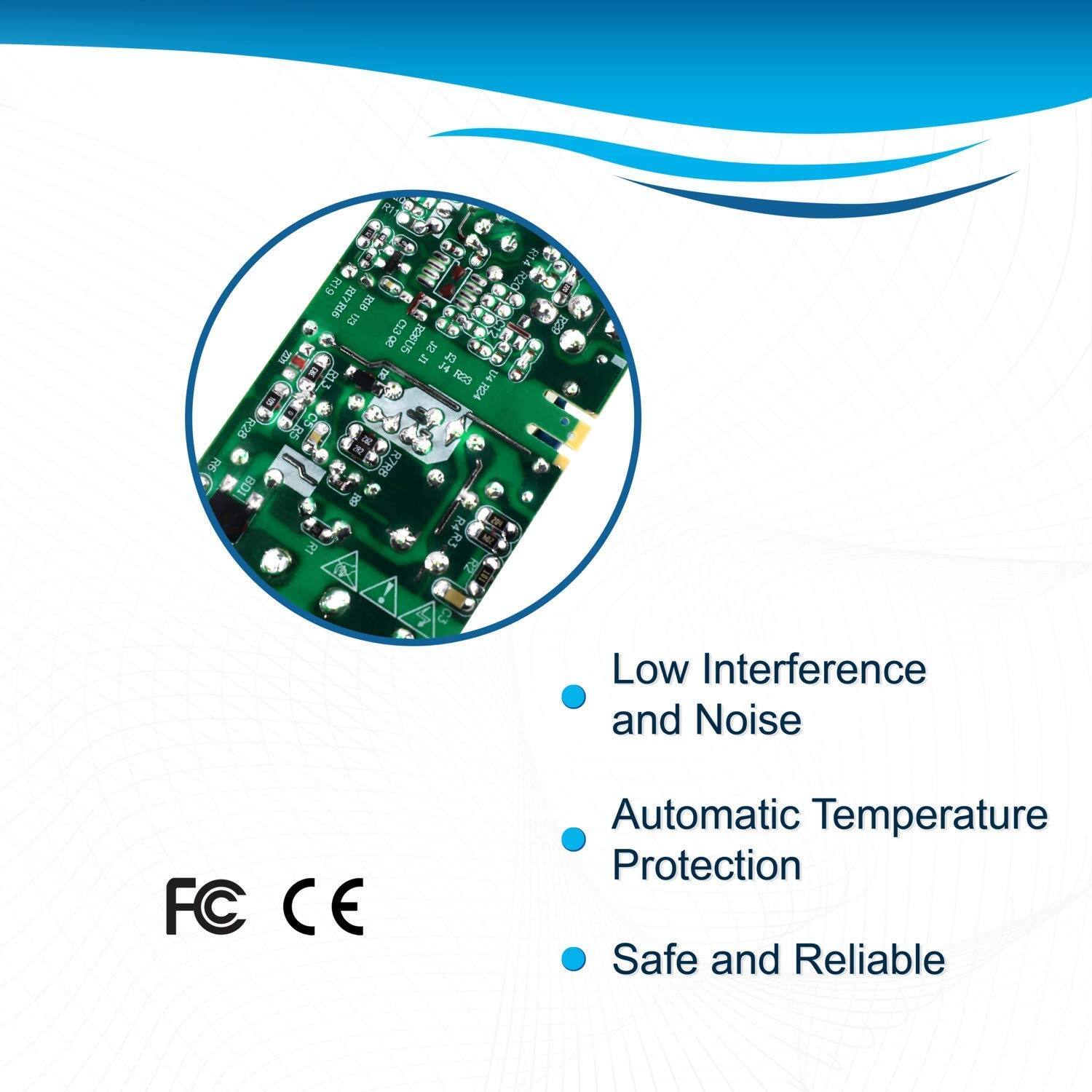 R28 R6 108 17R16 E e R36US is S D 813 R23 R24 85 R7RB R3 ReR

Low Interference and Noise

Automatic Temperature Protection

Safe and Reliable

FC CE