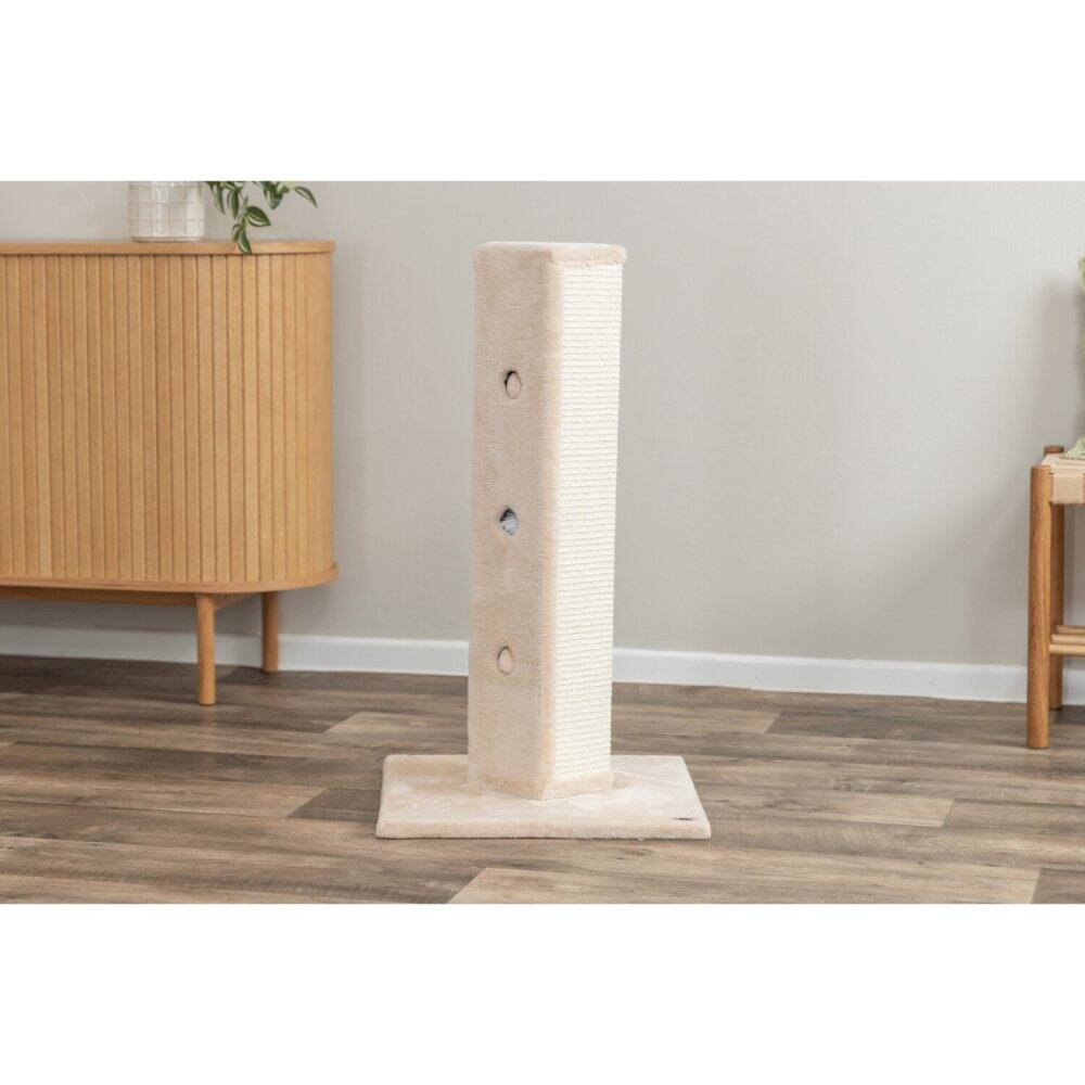 Left. TRIXIE - Soria Plush & Sisal Square Scratching Posts, Cat Toys for Hunting - Beige.