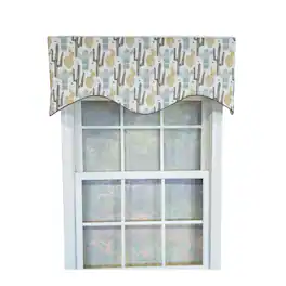 RLF Home - 100% Cotton Arizona Cornice Fully lined Windows Rod Pocket Valance 50" x 17" - Natural
