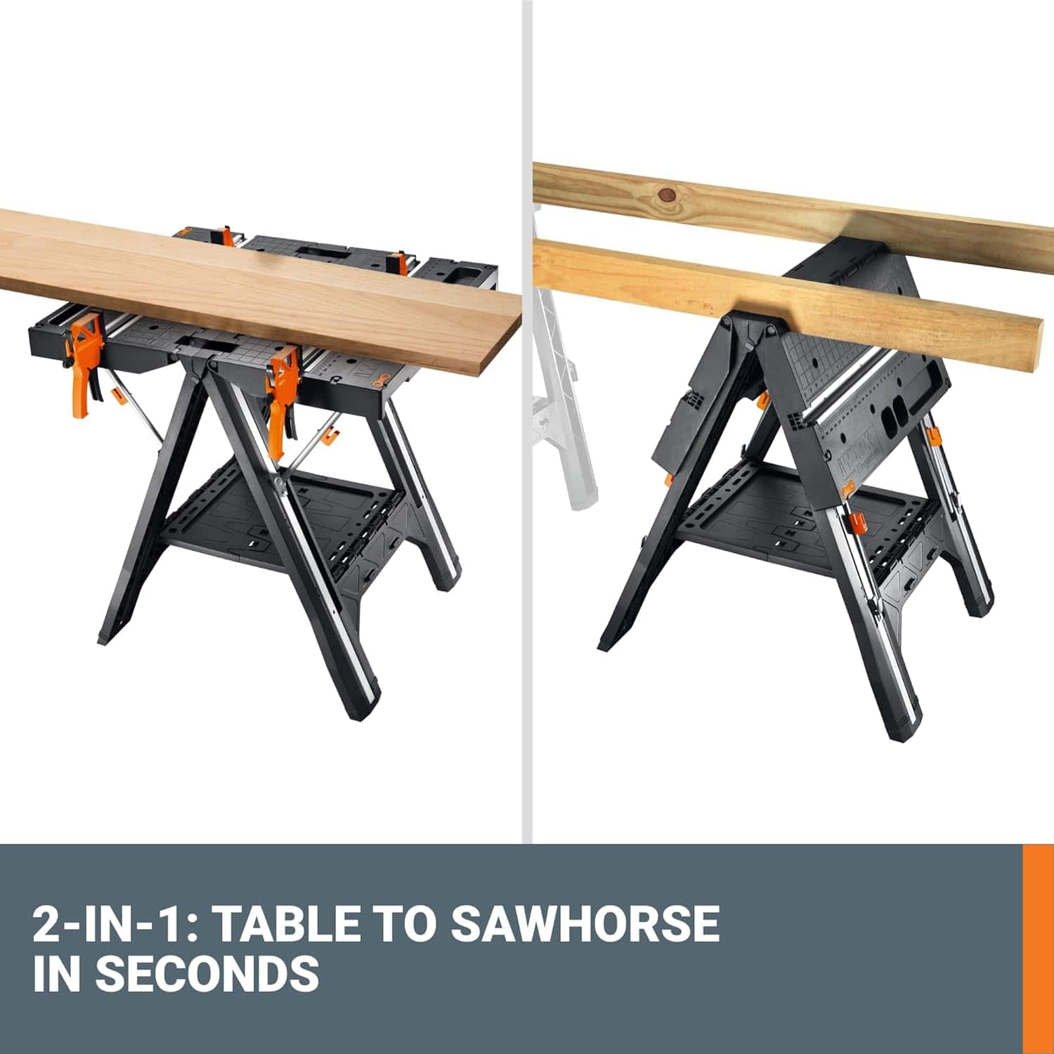 2-IN-1: TABLE TO SAWHORSE IN SECONDS
