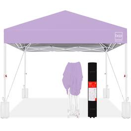 Best Choice Products - 8x8ft Easy Setup Pop Up Canopy w/ 1-Button Setup, Wheeled Case, 4 Weight Bags - Lilac/White