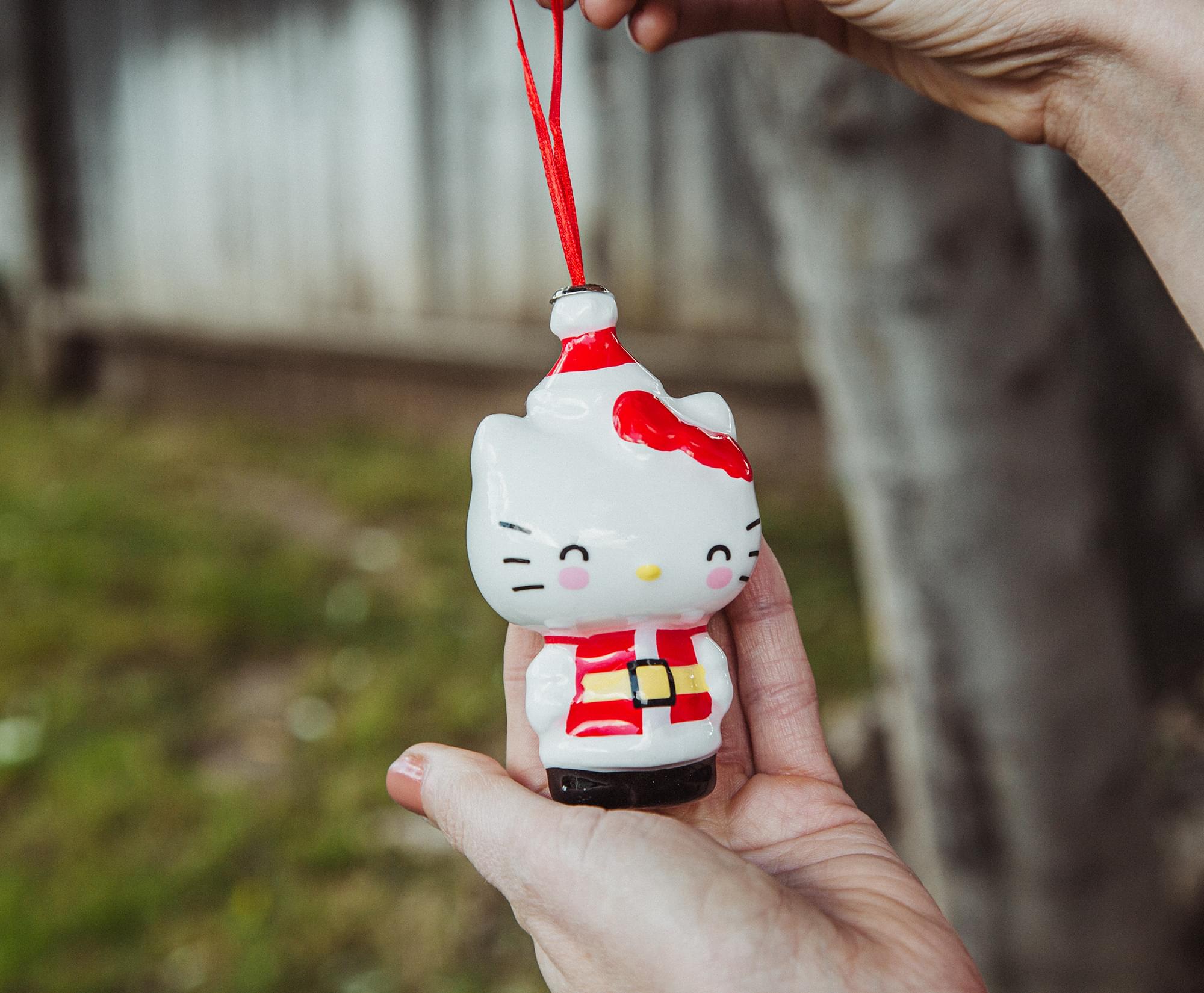 Alt View 2. Surreal Entertainment - Sanrio Hello Kitty Santa 4-Inch Shatterproof Decoupage Ornament - Red.