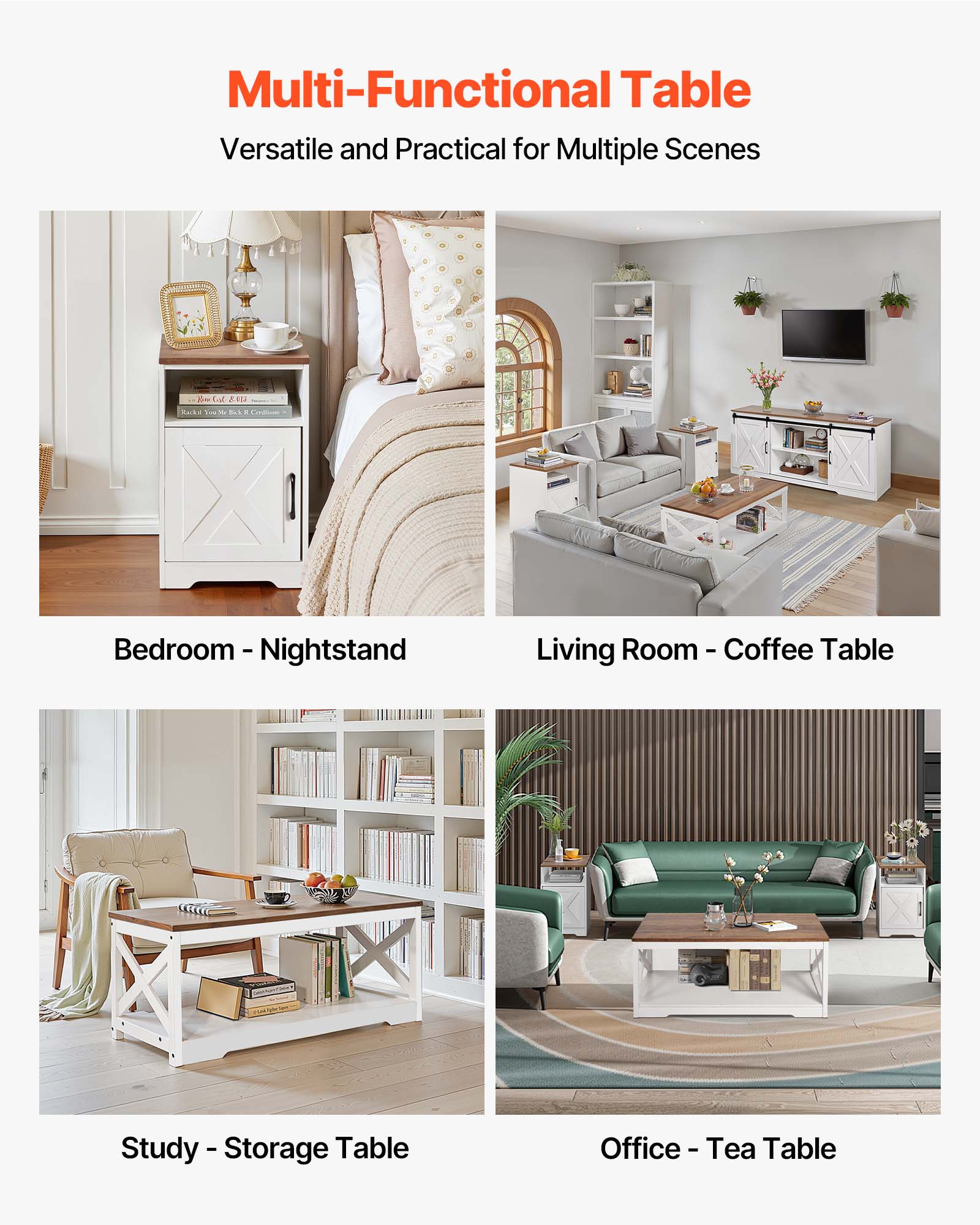 Multi-Functional Table Versatile and Practical for Multiple Scenes - Bedroom - Nightstand - Living Room - Coffee Table - Study - Storage Table - Office - Tea Table