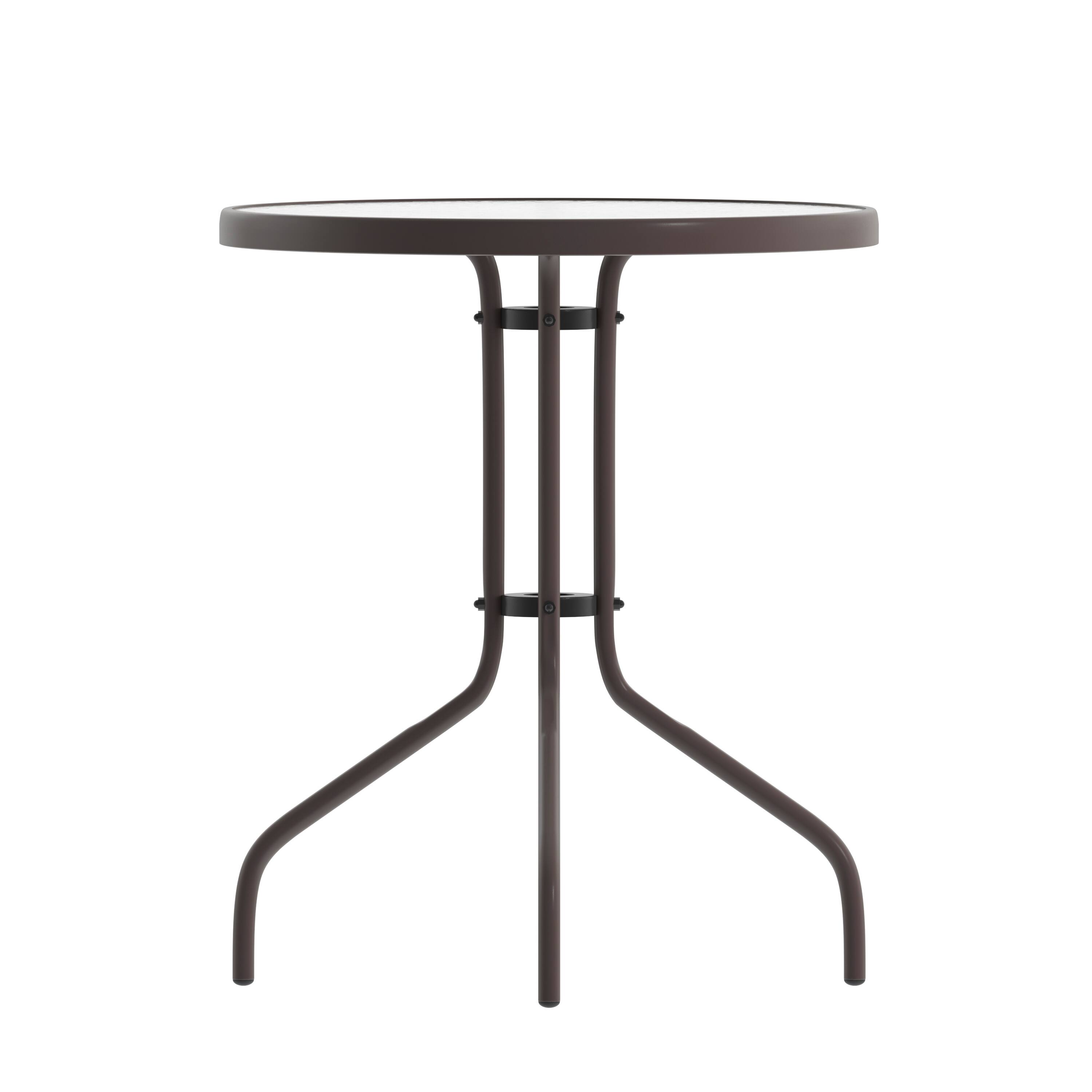 Alt View 9. Emma + Oliver - 23.75" Round Tempered Glass Metal Table with Smooth Ripple Design Top - Clear Top/Bronze Frame.