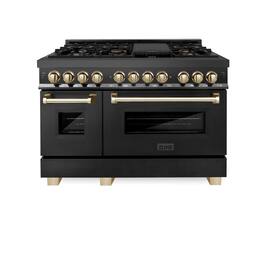 ZLINE - Autograph 48" Legacy Dual Fuel Range with Gold Accents (RABZ-48-G) - Black