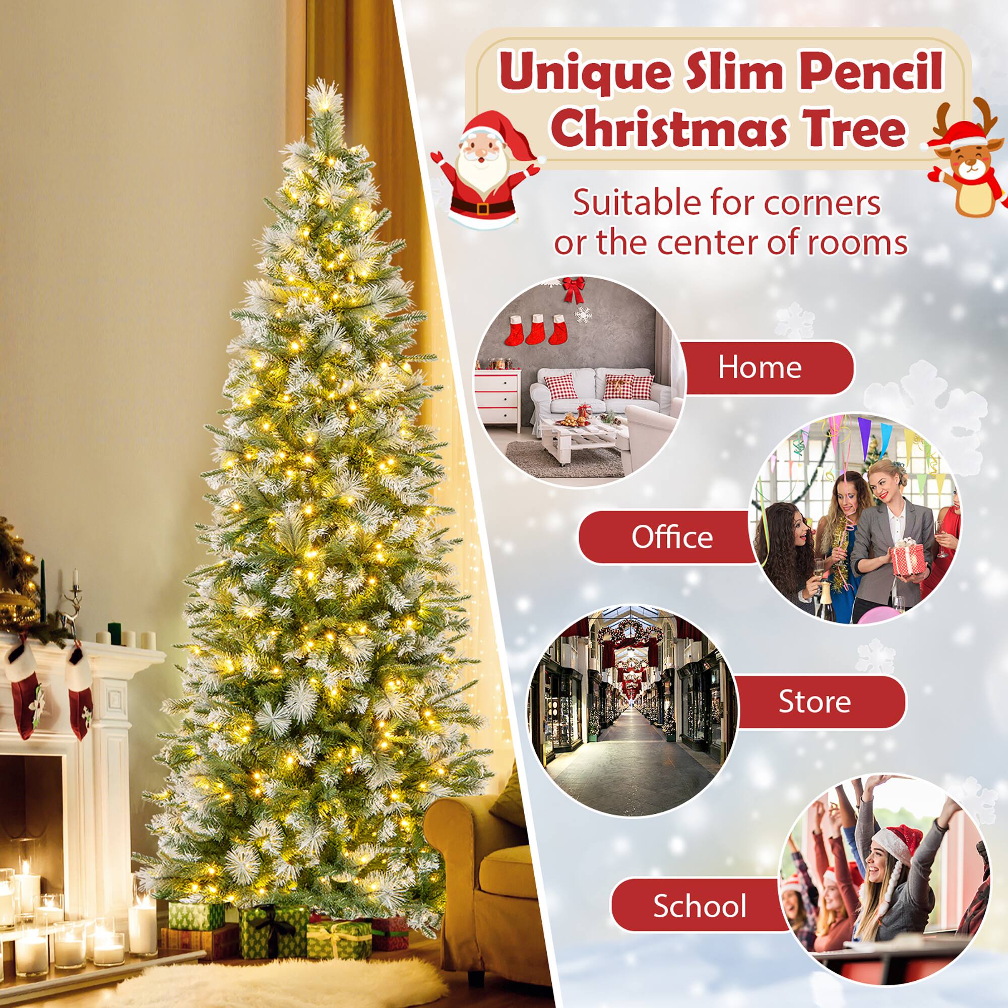 Unique Slim Pencil Christmas Tree  
Suitable for corners or the center of rooms  

Home  
Office  
Store  
School
