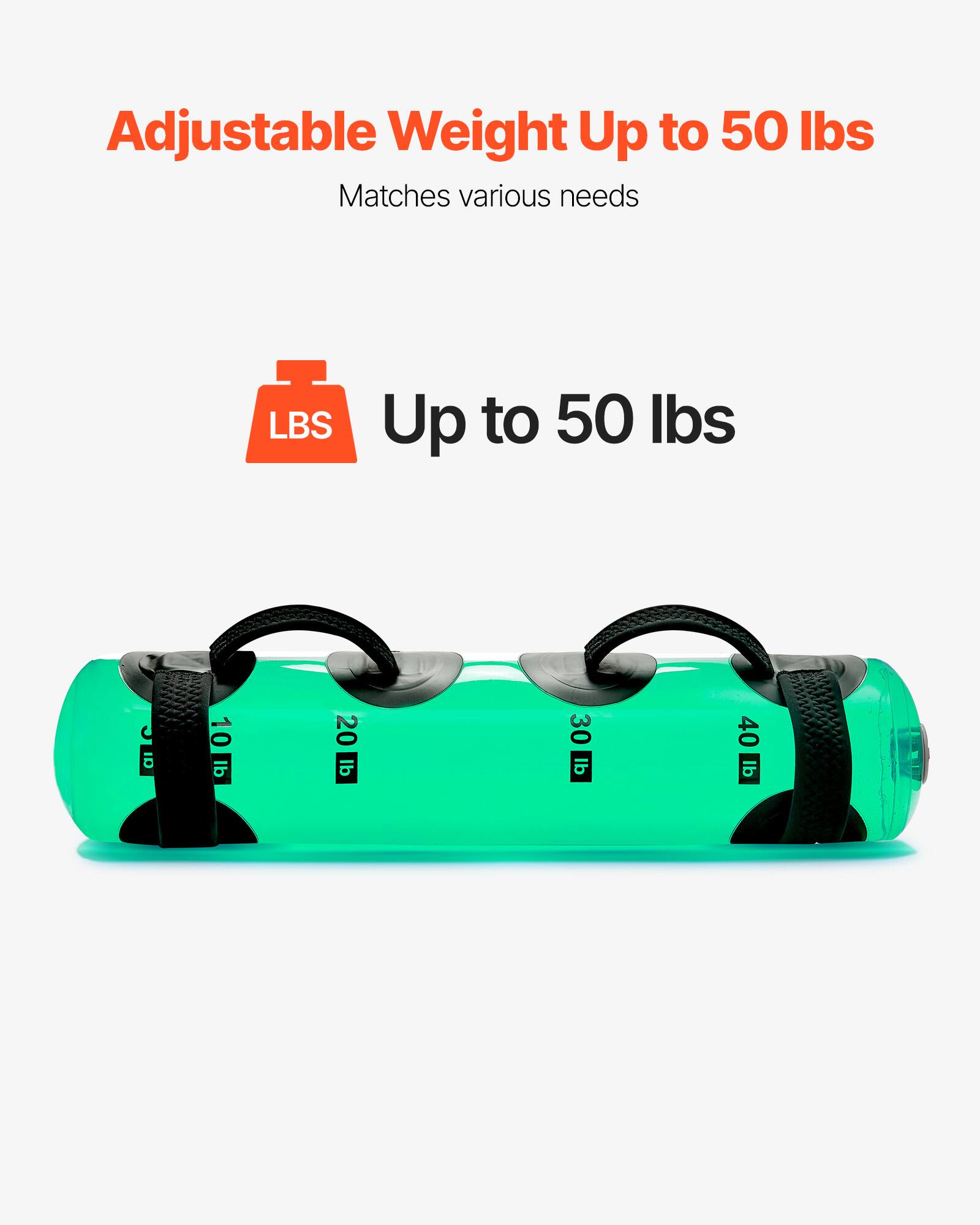 Adjustable Weight Up to 50 lbs, Matches various needs, LBS Up to 50 lbs, 10 lb, 20 lb, 30 lb, 40 lb