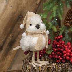 Angle. BreeBe - White Bird with Hat and Scarf - White.