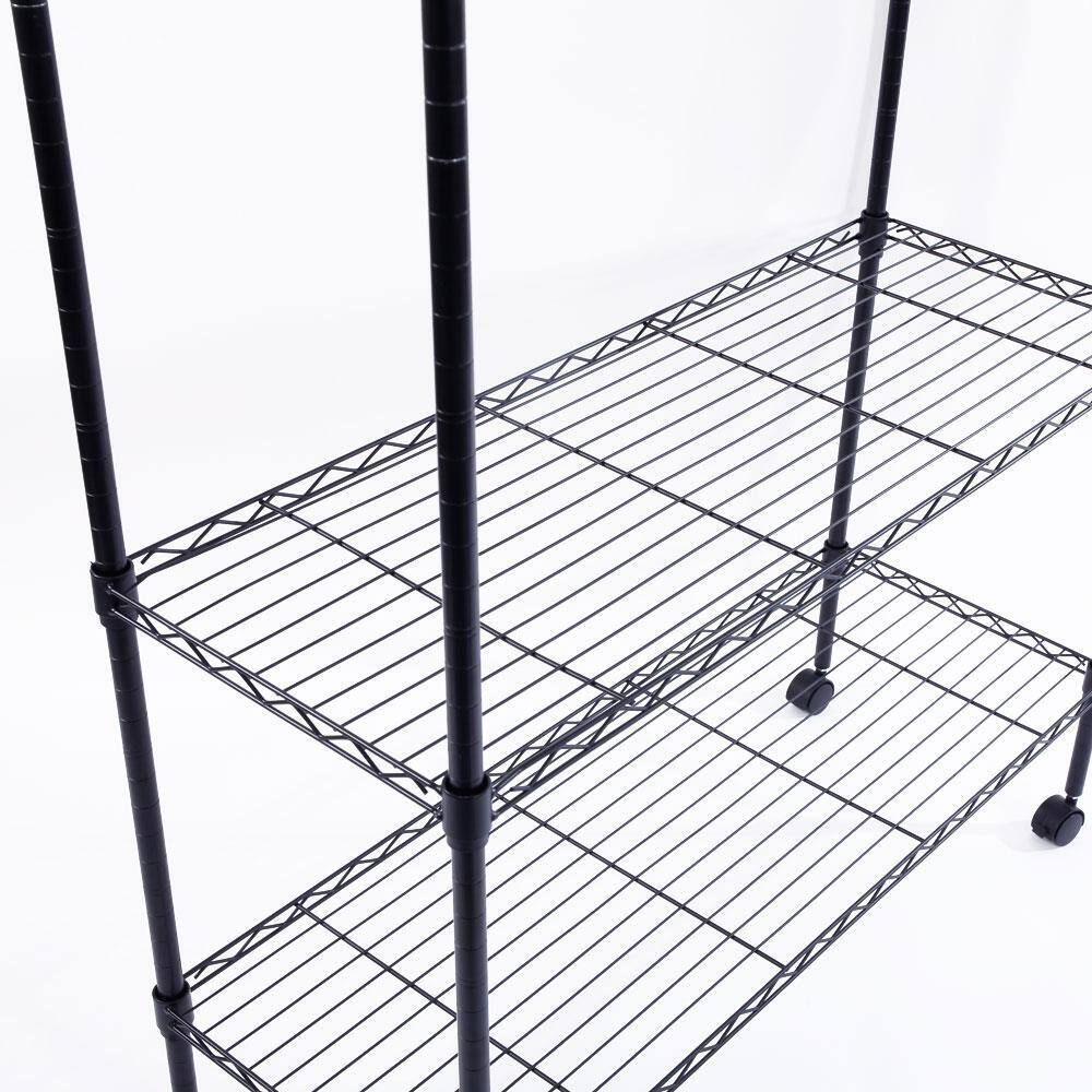Alt View 1. Winado - 65" x 36" x 14" 5 Tier Commercial NSF Heavy Duty Storage Shelf Adjustable Wire Metal Shelving Rack Unit w/Rolling Wheels - Black.