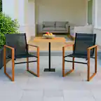 Front. Kadyn - Outdoor Dining Room Chairs, Patio Kitchen Chairs,Outdoor Dining Chairs with Breathable Seat and Backrest Set of 2-Black - Black.