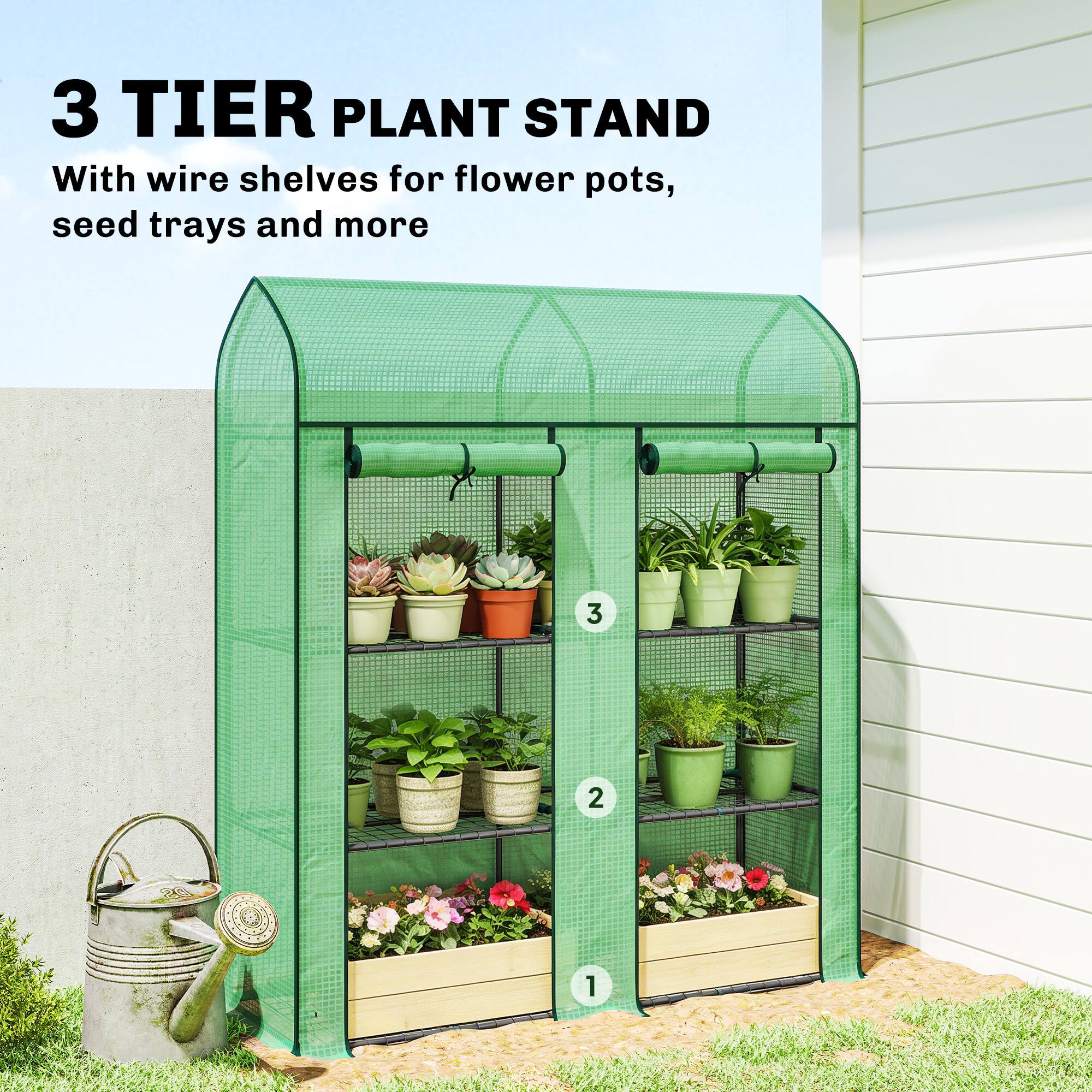 3 TIER PLANT STAND  
With wire shelves for flower pots, seed trays and more