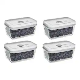 ZWILLING - Fresh & Save 4-pc Small Glass Vacuum Sealer Food Storage Containers with Airtight Lids - Clear