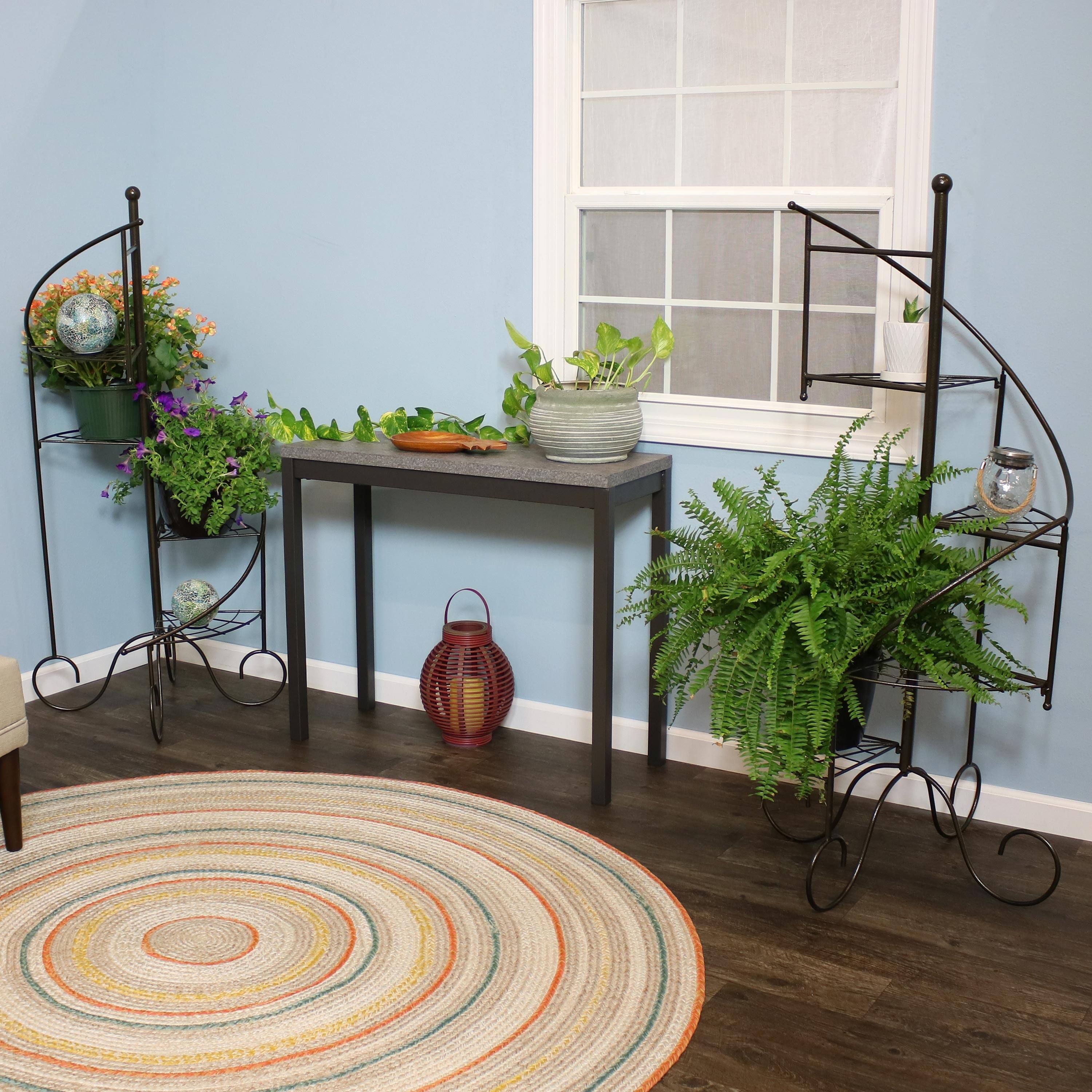 Alt View 5. Sunnydaze - Iron 4-Tier Spiral Staircase Plant Stand - 56 in - Set of 2 - Black.