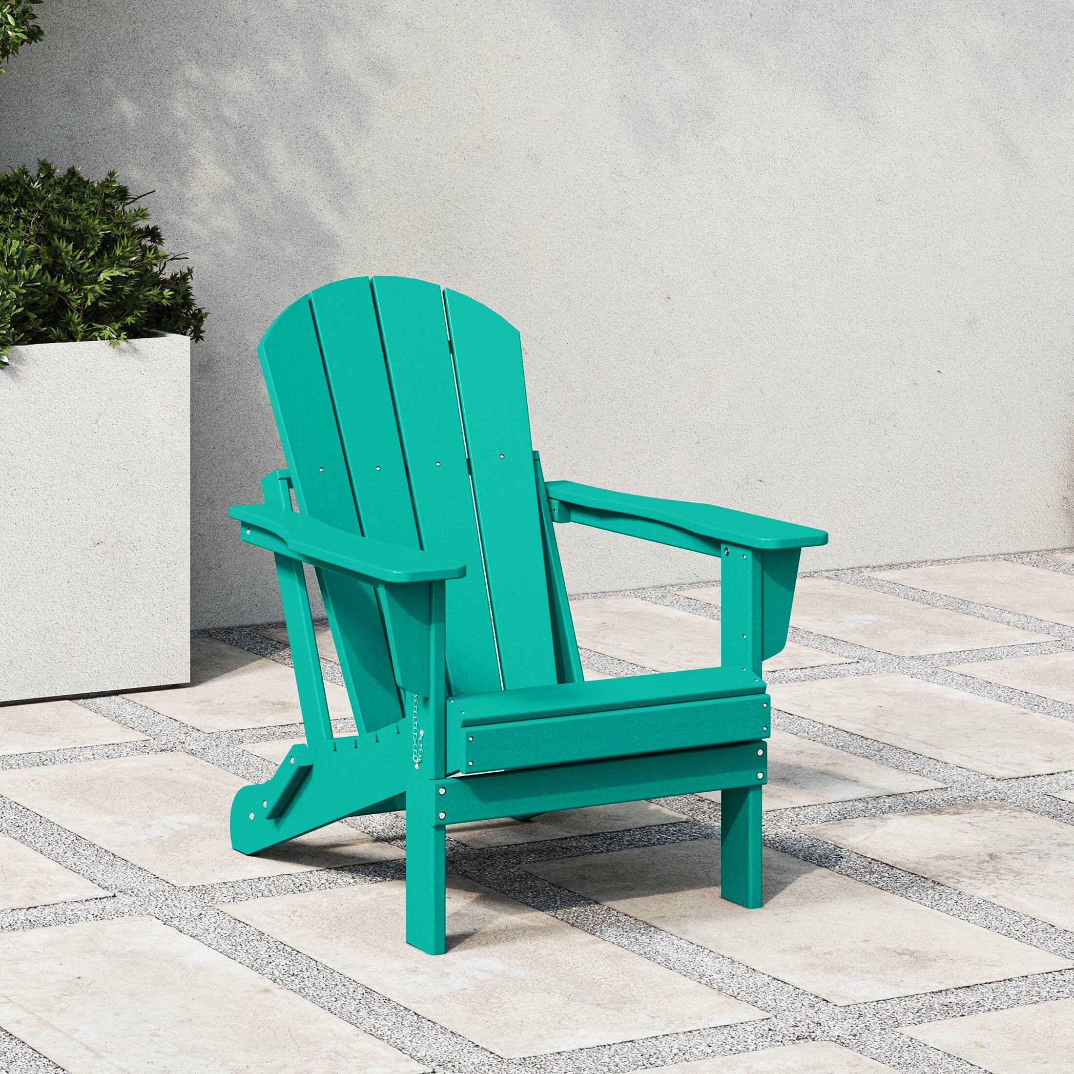 Angle. WestinTrends - WestinTrends Malibu HDPE Outdoor Patio Folding Poly Adirondack Chair - Turquoise.