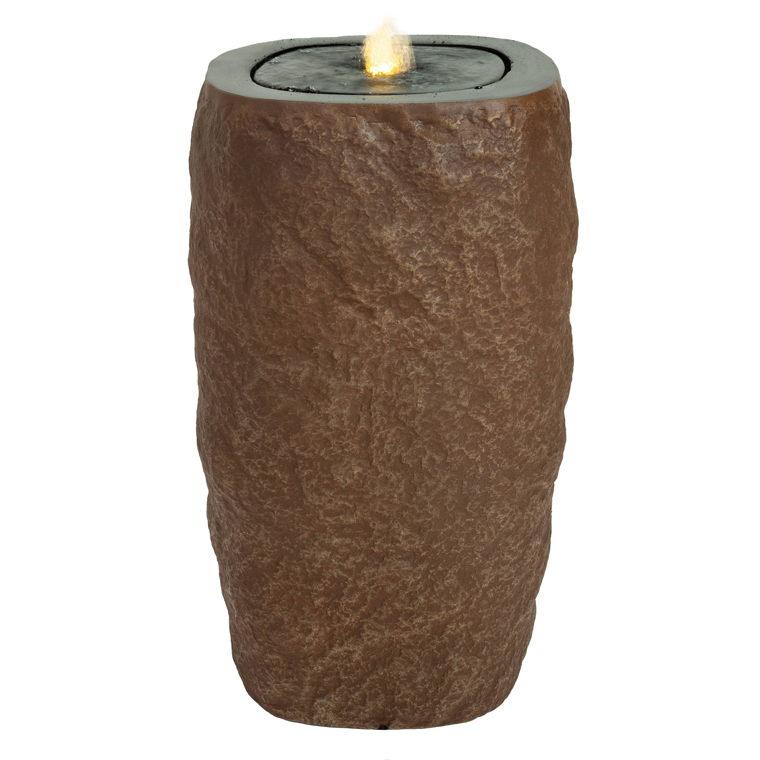 Alt View 8. Sunnydaze - Cylinder Polystone Outdoor Bubble Fountain - Brown.