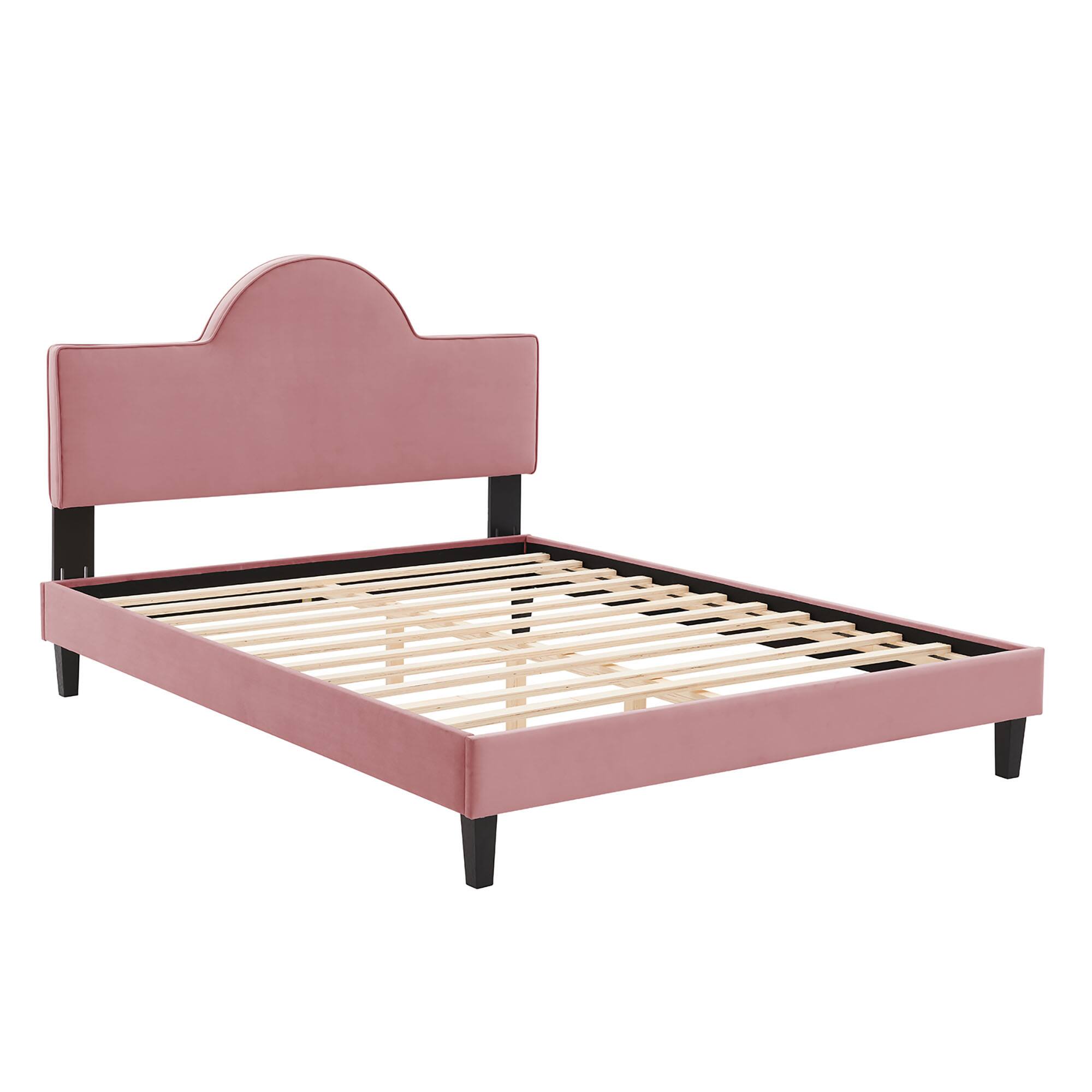 Back. Modway - Solana Arched Performance Velvet Full Platform Bed - Oatmeal.