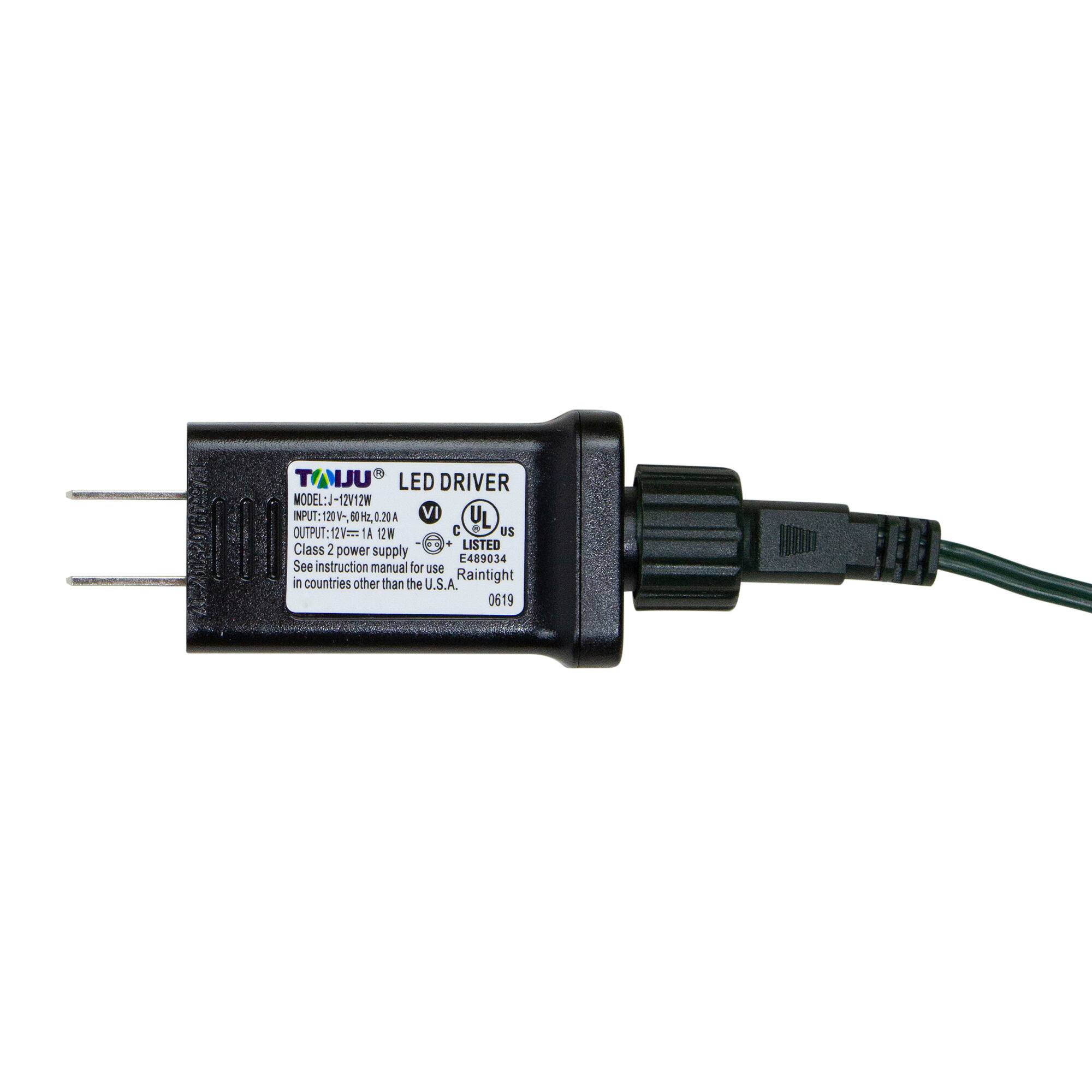 TAIJU LED DRIVER  
MODEL: J-12V12W  
INPUT: 120V~ 60Hz 0.20A  
OUTPUT: 12V 1A 12W  
Class 2 power supply  
LISTED  
UL  
C  
US  
E489034  
See instruction manual for use in countries other than the U.S.A.  
Raintight  
0619