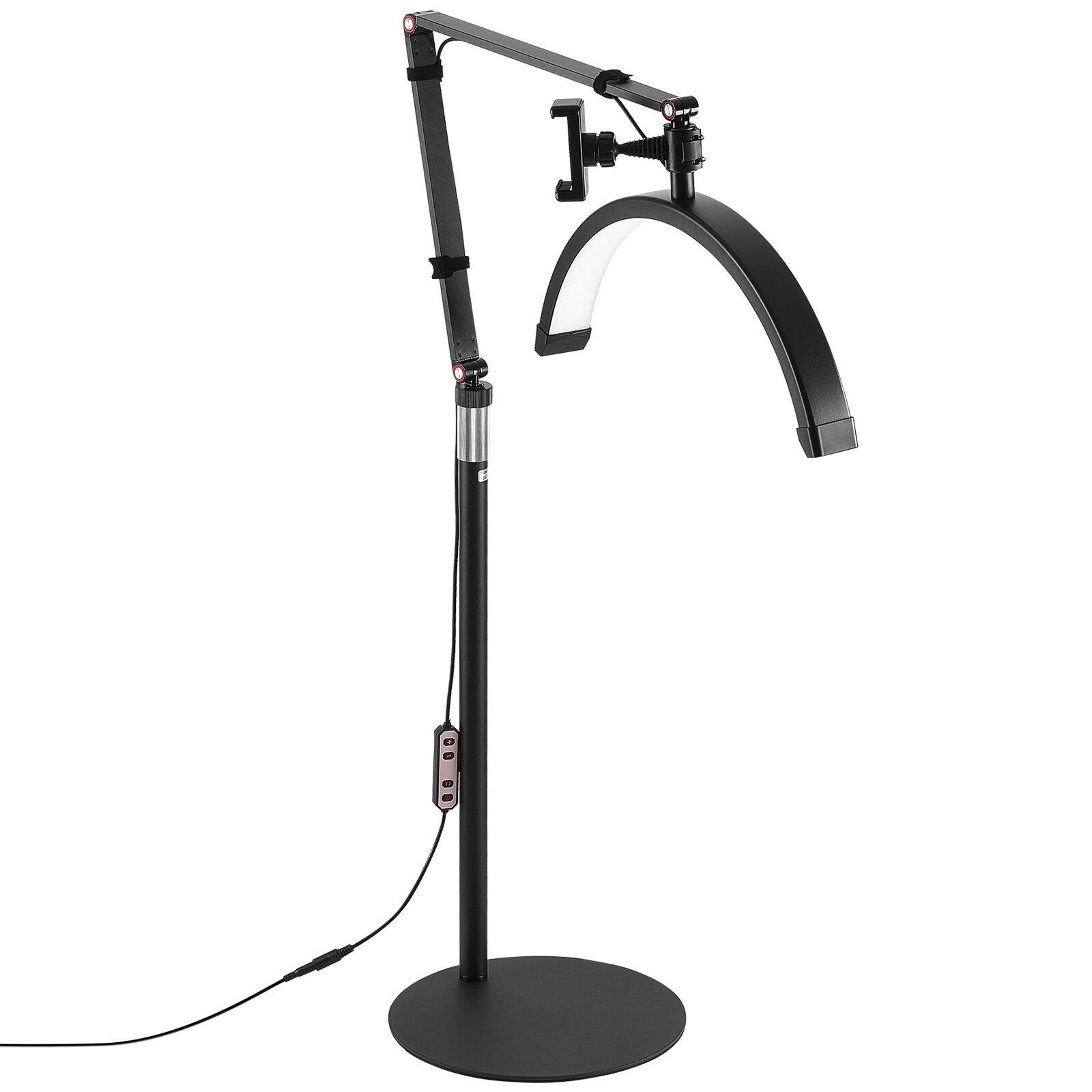 Alt View 5. VEVOR - Half Moon Light for Esthetician, 2 in 1 LED Floor and Desk Lamp Lash Light for Eyelash Extensions, Arched Eyelash Lamp - Black.