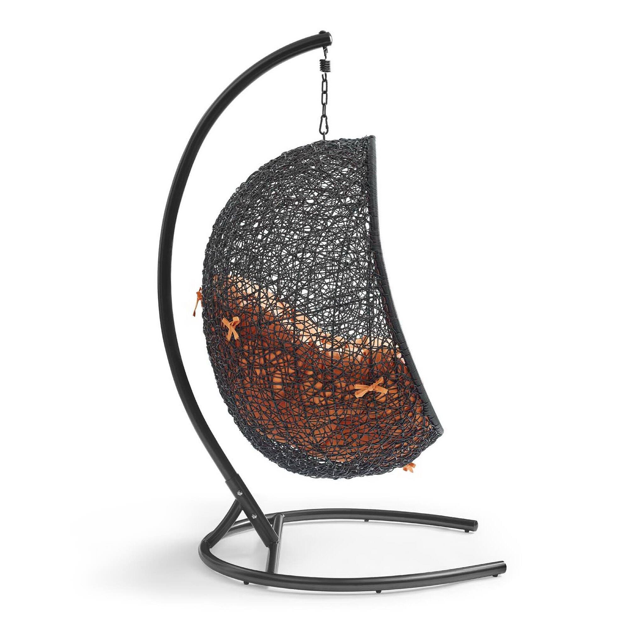 Angle. Modway - Encase Swing Outdoor Patio Lounge Chair by Modway - Orange.