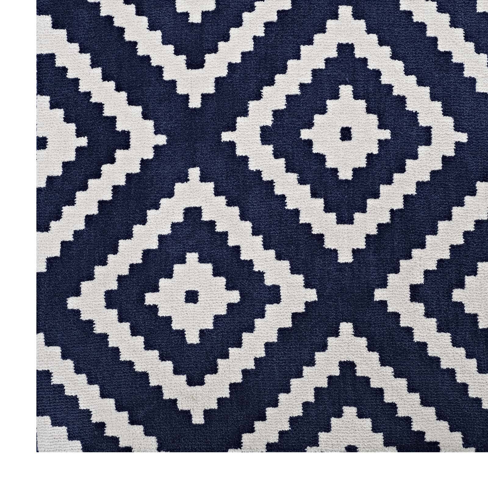 Alt View 1. Modway - Alika Abstract Diamond Trellis Area Rug - Ivory and Navy.