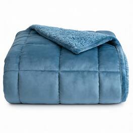 Frangdom - Sherpa Weighted Blanket 60x80 15lb Flannel Fleece Calming Sleep - Slate Blue 60 x 80 15 lb
