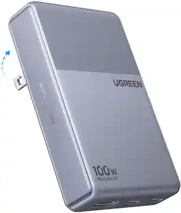 UGREEN - Nexode Air 100W Ultra-Slim USB-C Charger, 3-Port Fast GaN Charger for Laptops, Tablets, Cell Phones - Space Gray