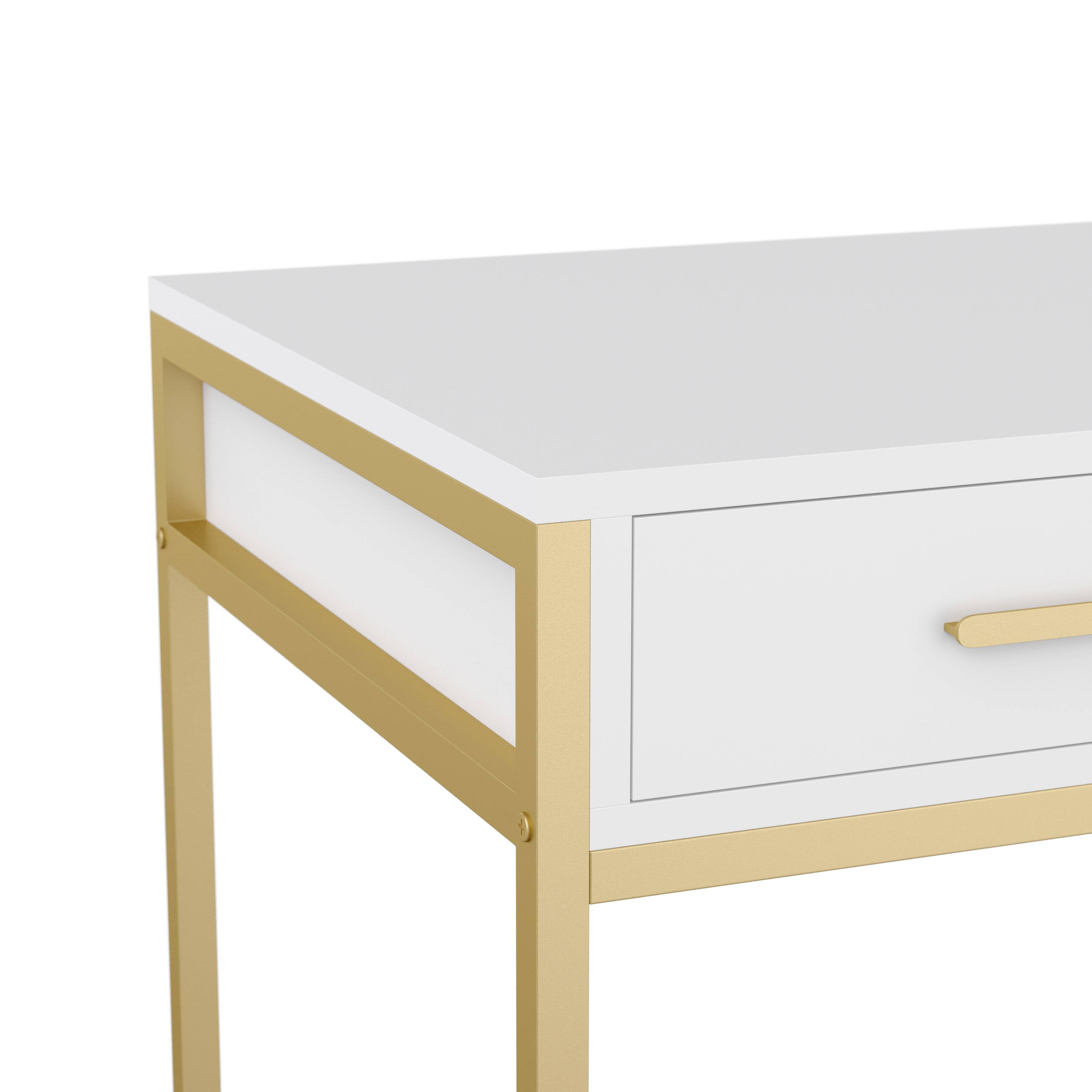 Alt View 21. Martha Stewart - Ollie White 3 Drawer Home Office Desk - White Top/Polished Brass Frame.