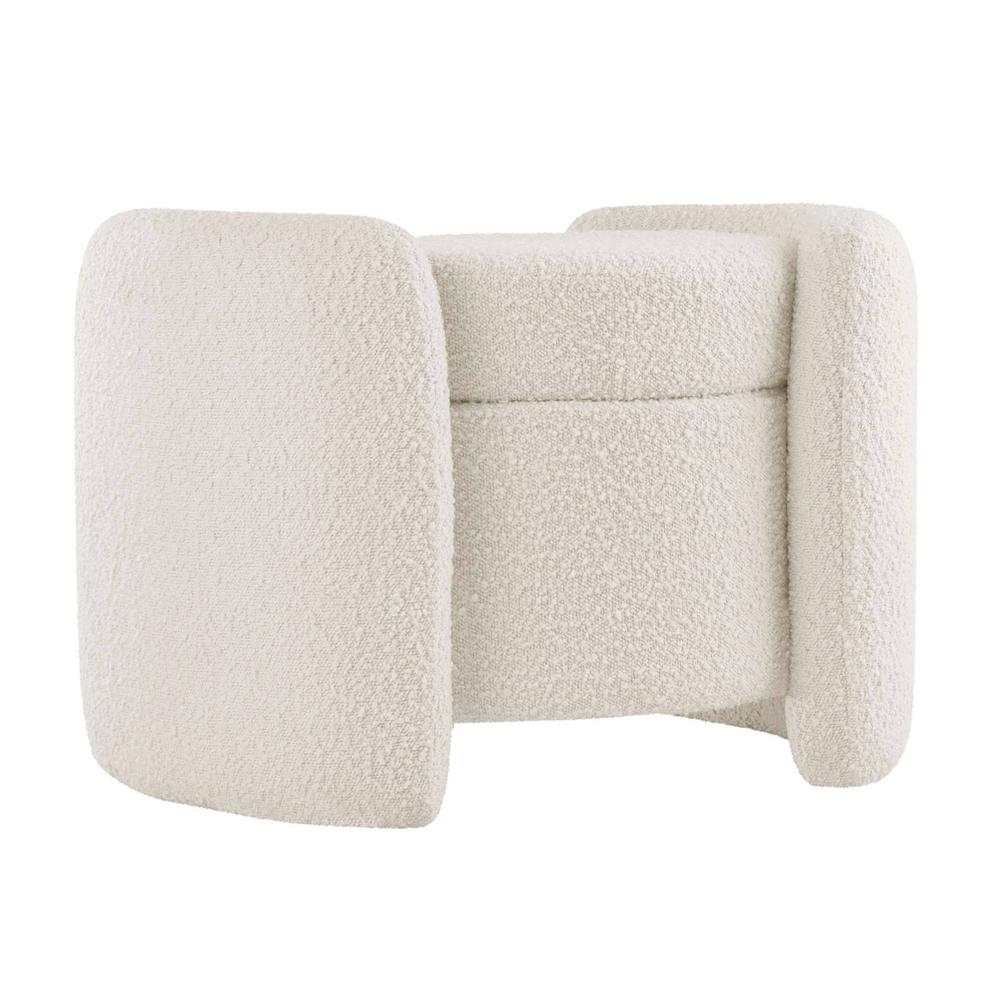 Angle. Modway - Nebula Boucle Upholstered Ottoman by Modway - EEI-5561-IVO.