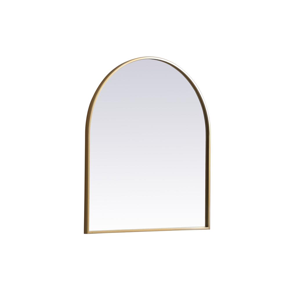 Left. Elegant Decor - Metal Frame Arch Mirror 27x30 Inch in Brass - Brass.