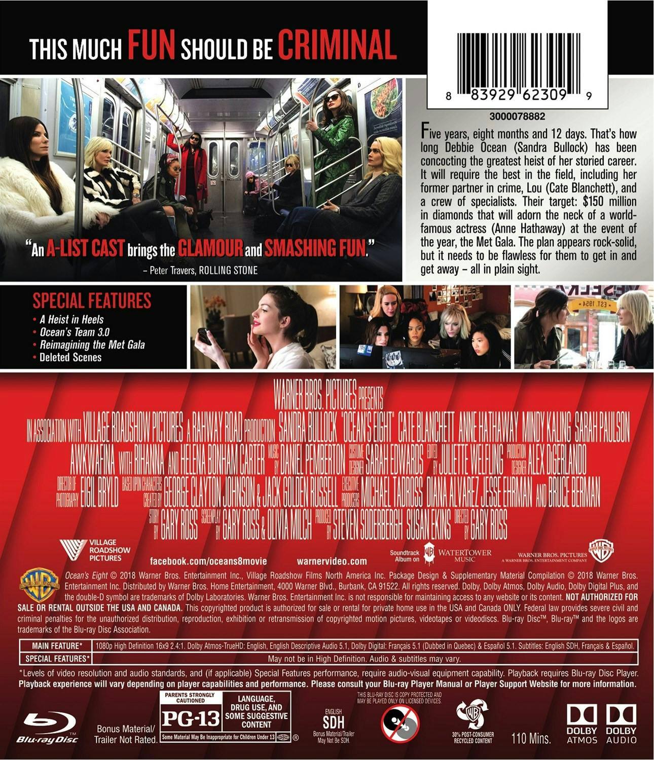 Back. Ocean's 8 [Blu-ray].
