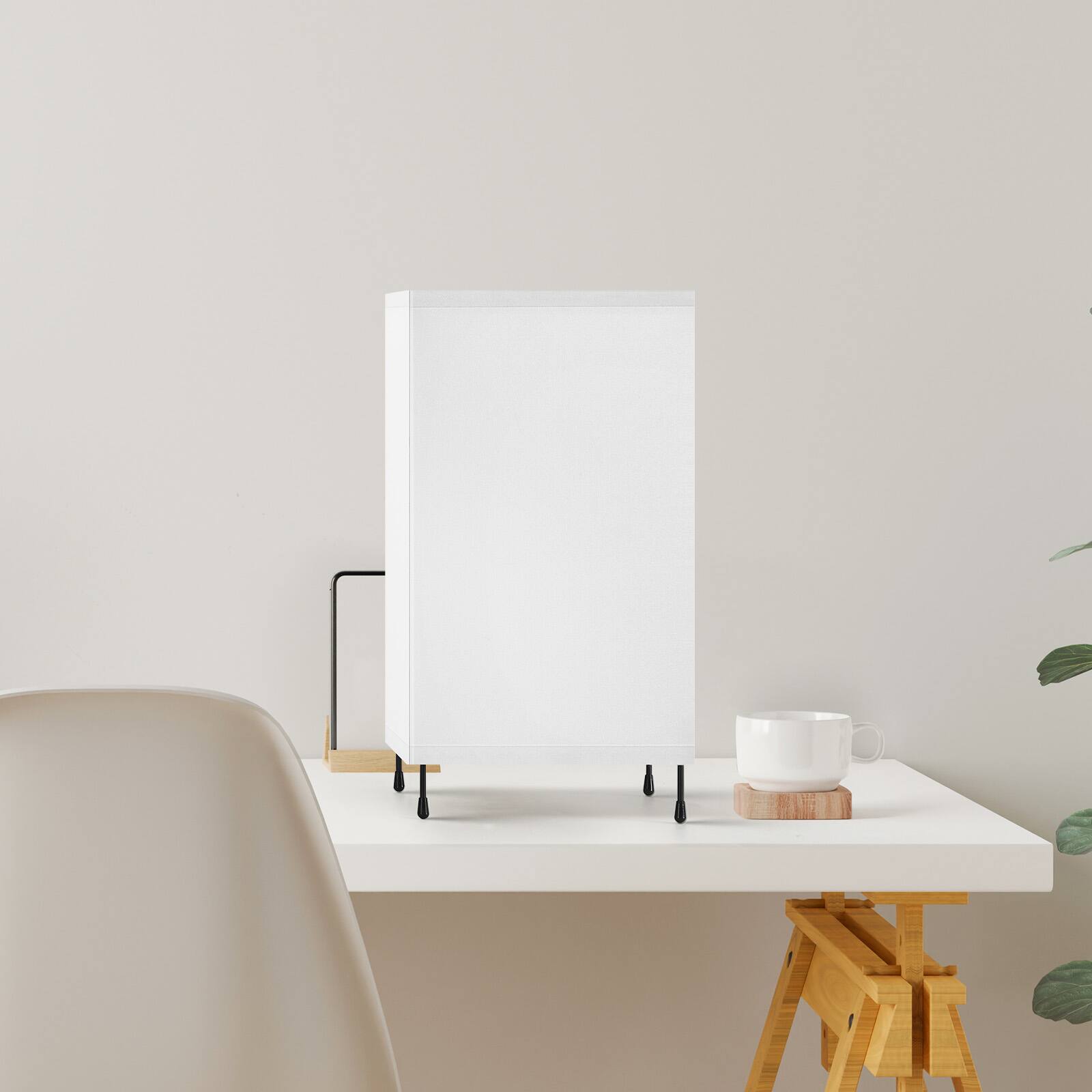 Alt View 1. Oumilen - 2-Pack Battery-Powered White Square Lamps with Remote - 12-Color RGB Linen Shade Table Lamps for Bedroom & Office.