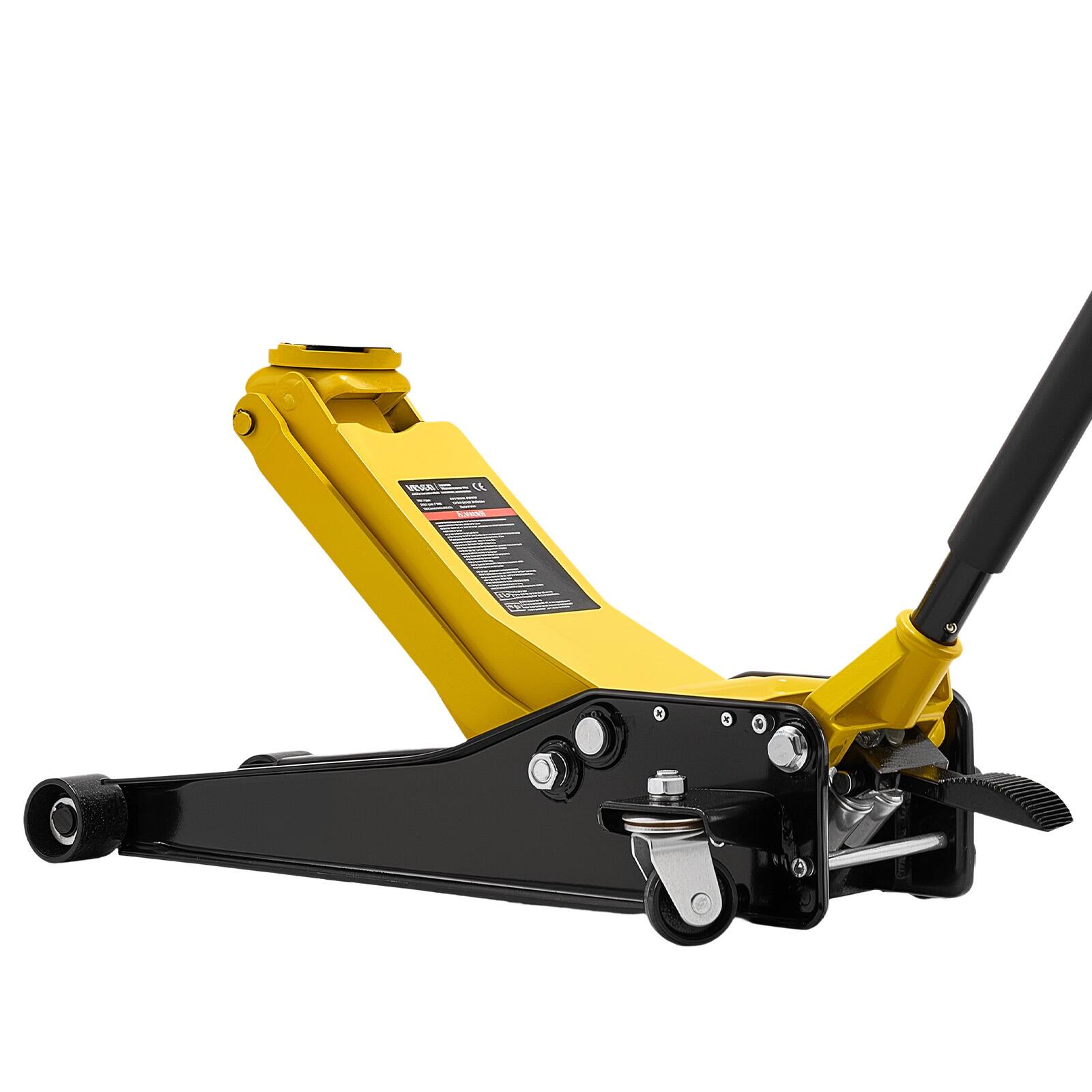 Alt View 5. VEVOR - Low Profile Floor Jack,3 Ton (6614 lbs) Capacity,Steel Racing Floor Jack with Dual Pistons Quick Lift Pump & SUV Adapter - Black;Yellow.