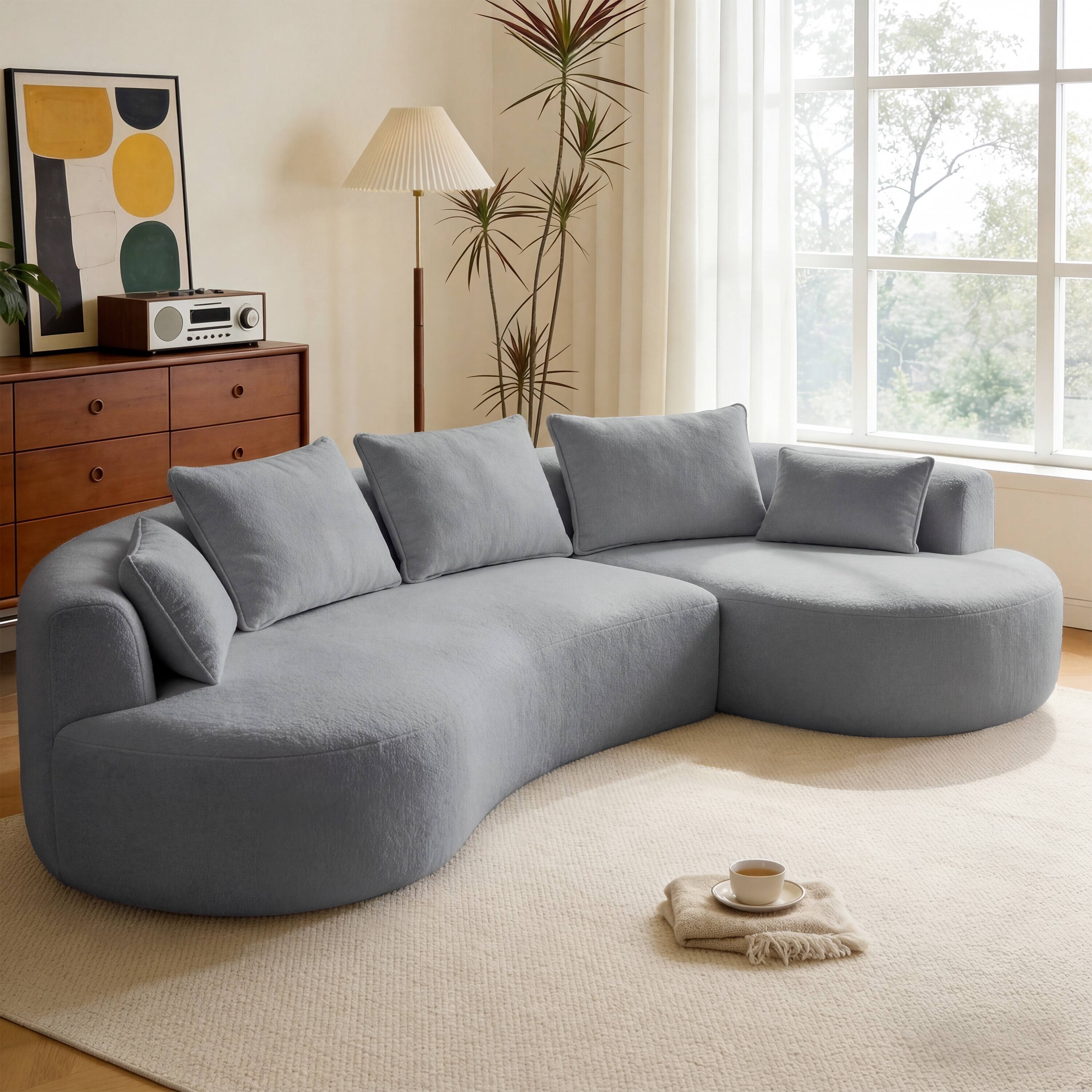 Alt View 3. Dyonery - Dyonery 122" Curved Oversized Sectional Sofa with Right Chaise&5 Throw Pillows, Extra Deep Seat ,  No Assembly ,  Gray - Gray.